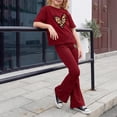 thumbnail image 5 of Cute Summer Outfits for Teens Tween Girls Clothes Short Heart Graphic T-Shirt Top+Flare Pants 2pcs Outfit Set, Size 7-14 Years, 5 of 5