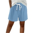 thumbnail image 2 of Byworldtasic Women's Elastic Waist Knee Length Bermuda Shorts with Drawstring Comfort-Fit Casual Shorts, 2 of 6