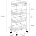 thumbnail image 3 of 4 Tier Rolling Slim Storage Cart, Utility Cart Organizer with Slide Out Drawer Baskets for Kitchen Bathroom Laundry Narrow Places (White), 3 of 8
