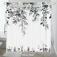 thumbnail image 3 of Dznils Black Eucalyptus Fabric Shower Curtain, Watercolor Floral Pattern with Hooks, 72" x 72", 3 of 8