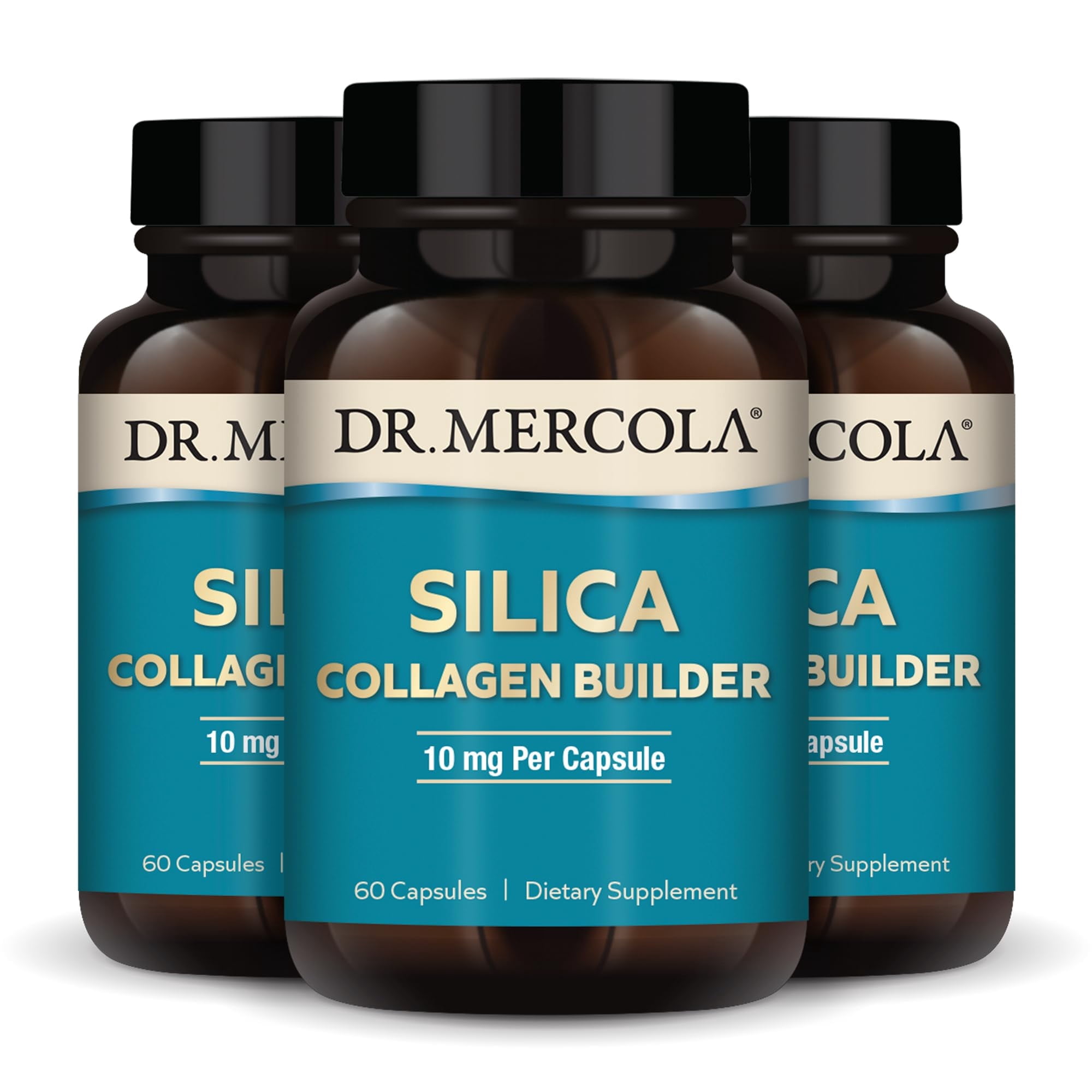 Dr. Mercola Silica Collagen Builder, 180 servings (180 Capsules), Dietary Supplement, Skin Support and Bone and Joint Comfort, Non-GMO