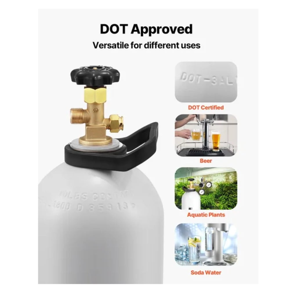 10 lb Aluminum CO2 Tank Cylinder with CGA-320 Valve | DOT Certified | for Kegerators, Homebrew, Soda