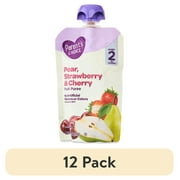 (12 pack) Parent's Choice Stage 2 Baby Food Pear, Strawberry & Cherry Fruit Puree, 4 oz Pouch