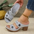 thumbnail image 2 of LOVZFMLL Sandals for Women 2025 Two Straps Heels Sandals Casual Summer Beach Vacation Shoes Slip On Open Toe Outdoor Slides Sandals Gray 6, 2 of 6