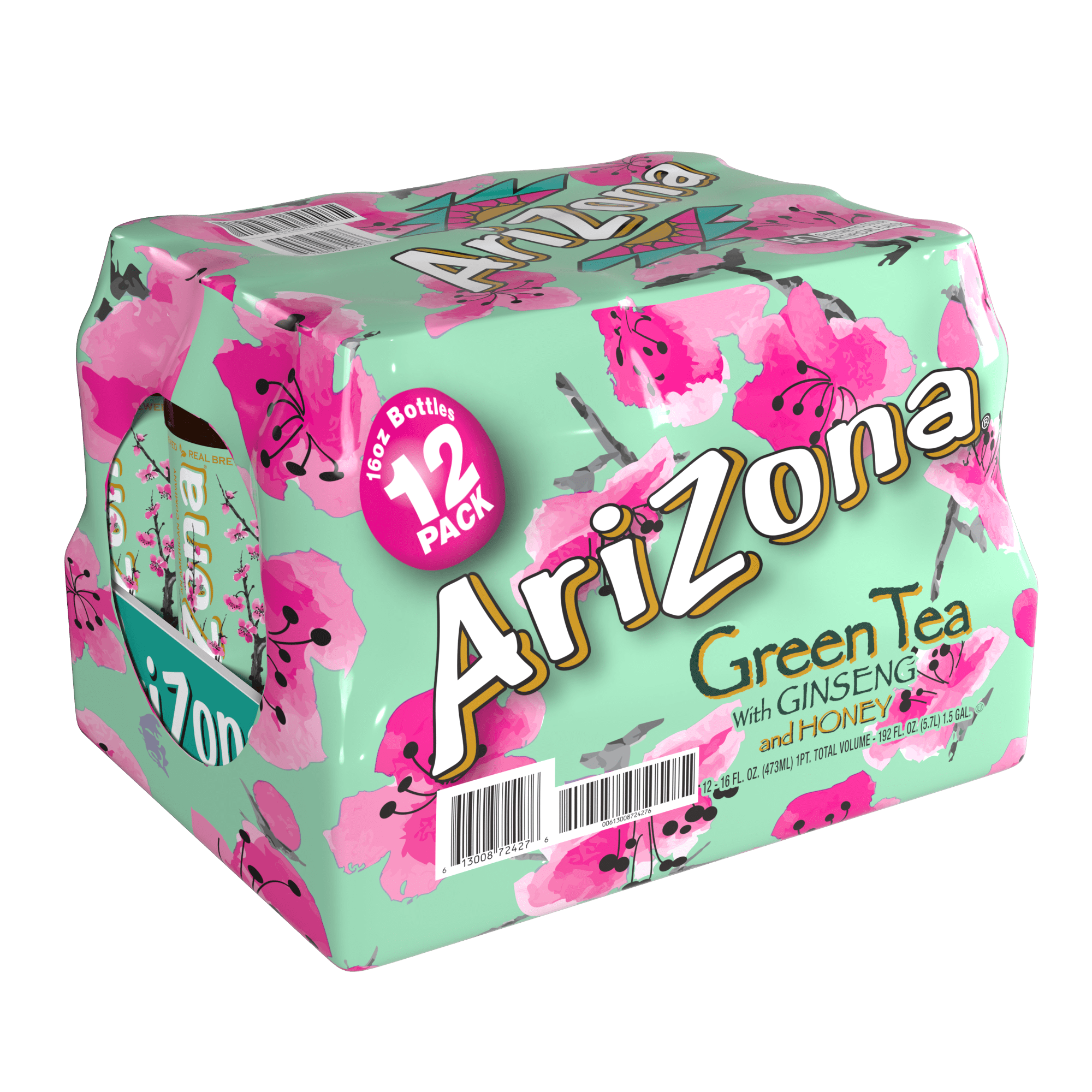 AriZona, Green Tea with Ginseng and Honey, 16 Fl Oz, Pack of 12