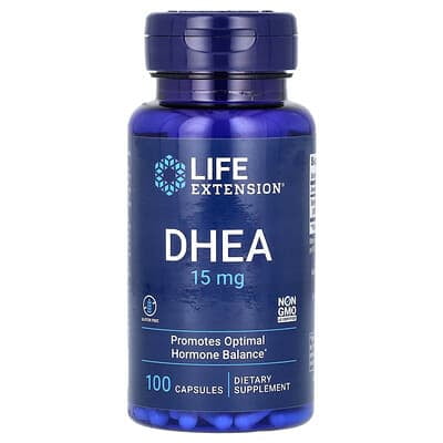 Life Extension | DHEA, 15 mg, 100 cápsulas. Suplemento para un equilibrio hormonal óptimo.