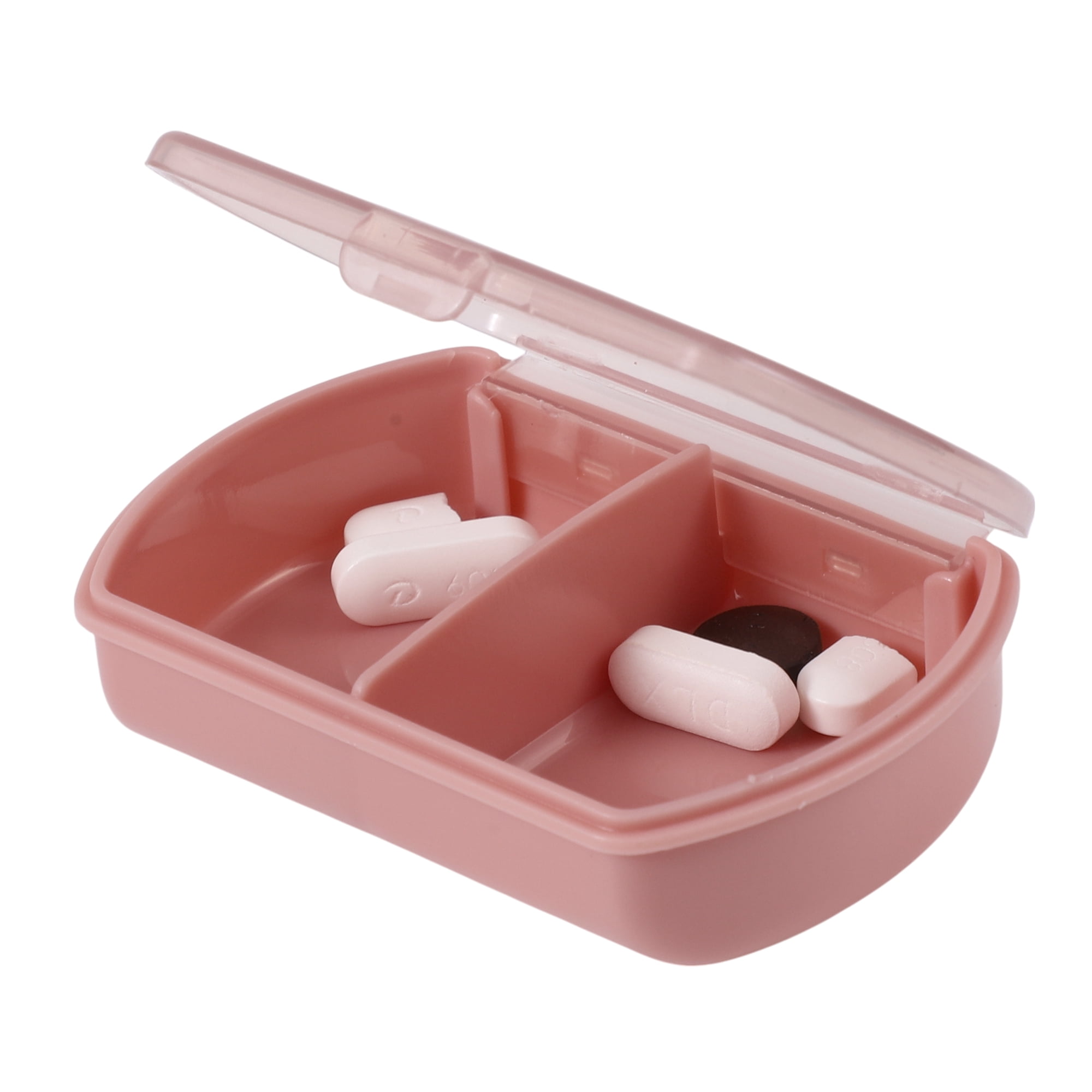 Unique Bargains 2 Compartment Pill Case for Travel 1 Pc Cameo