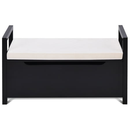 costway shoe bench storage rack cushion seat ottoman bedroom hallway  entryway black