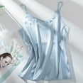 thumbnail image 4 of Fengqque Ladies Solid Color Erotic Sexy Deep V Satin Sexy Camisole Vest Top Pajama, 4 of 4