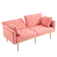 thumbnail image 6 of Luccalily Accent Bed Sofa,Velvet Leisure Sleeper Comfy Sofa Couch with 2 Throw Pillow, Accent Sofa Recliner,with 5 Rose Golden Metal Legs,Mid-Century Modern Velvet loveseat Sofa for Living Room, 6 of 13