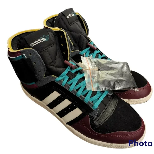 Adi - das Top Ten mens 10 burgundy black basketball hi top leather stripe s24117