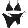 thumbnail image 1 of Traje de baño de 3 piezas para mujer, conjunto de bikini con nudo lateral Negro - XS Negro - XS Xishao ropa, 1 of 2