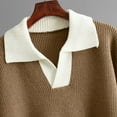 thumbnail image 4 of Uootdi Women's Contrast Collar Polo Sweater Loose Fit Knit Pullover Trendy Fall Winter Top Soft Cozy Long Sleeve Jumper Casual Preppy Style Knitwear for Layering Outfits, 4 of 5