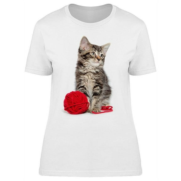 A Shorthair Cat Plays With Yarn T-Shirt Women -Image by Shutterstock, Female Medium