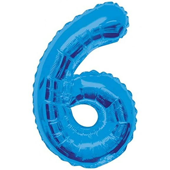 Giant Blue Number 6 Foil Balloon 34"