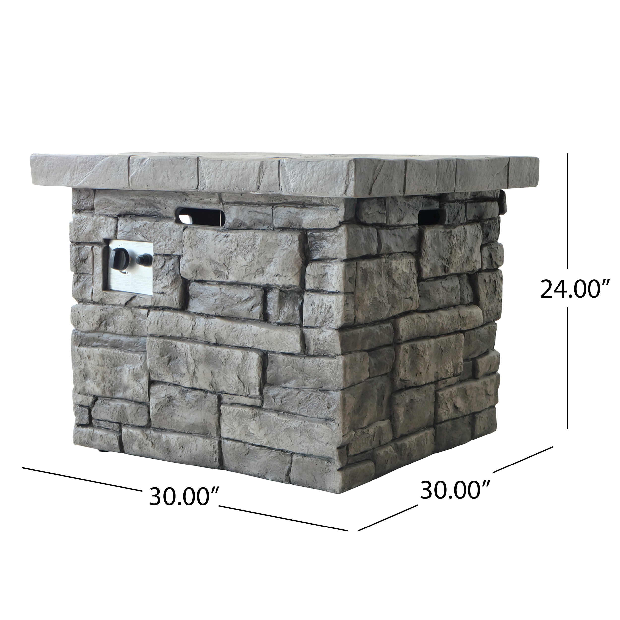 Harper & Bright Designs Patio MGO Propane Fire Pit, Outdoor Square Gas-burning Fire Pit with 40000 BTU for Garden Barkyard, 30 inch, Gray