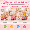 thumbnail image 4 of JoyStone 3-in-1 Musical Baby Walker and Activity Center for Toddlers, Ride-On Train with Sensory Play Panel, Early Learning Push Toy Gift for Infants, Pink, 4 of 13