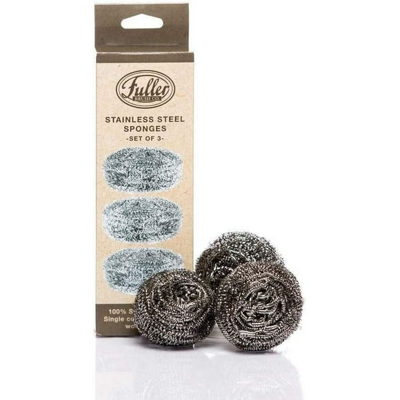 Fuller Brush Stainless Steel Scrubbing Sponges – 1-Pack (1 Set of 3 = 3 Pieces) – Heavy Duty Kitchen Scour Sponges for Dishes, Pots & Pans
