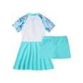 thumbnail image 4 of iiniim Kids Girls 2 Pcs Short Sleeve Rashguard Shirts with Swim Skirts Swimsuit Bathing Suit Beachwear Size 4-14 Tropical Leaves 14, 4 of 7