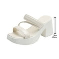 thumbnail image 5 of Sandals for Women Chunky Heel Open Toe Summer Trendy Solid Color Ankle Strap Women Footwear Women Beach Vacation Holiday Vintage Fashion White 9, 5 of 9