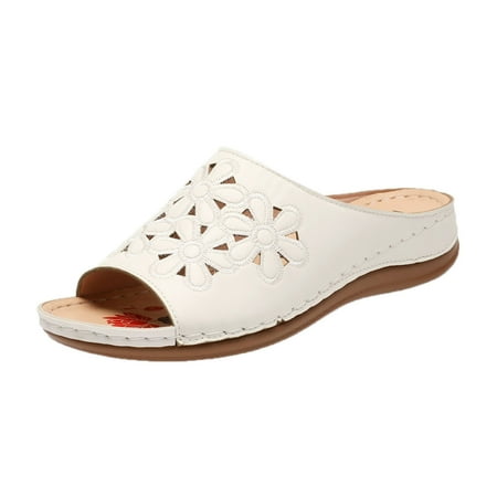 

Slippers for Women Summer Hollow Fish Mouth Sandals and Slippers Female Large Size Carved Slope with Low Heel Fish Mouth Casual Slippers