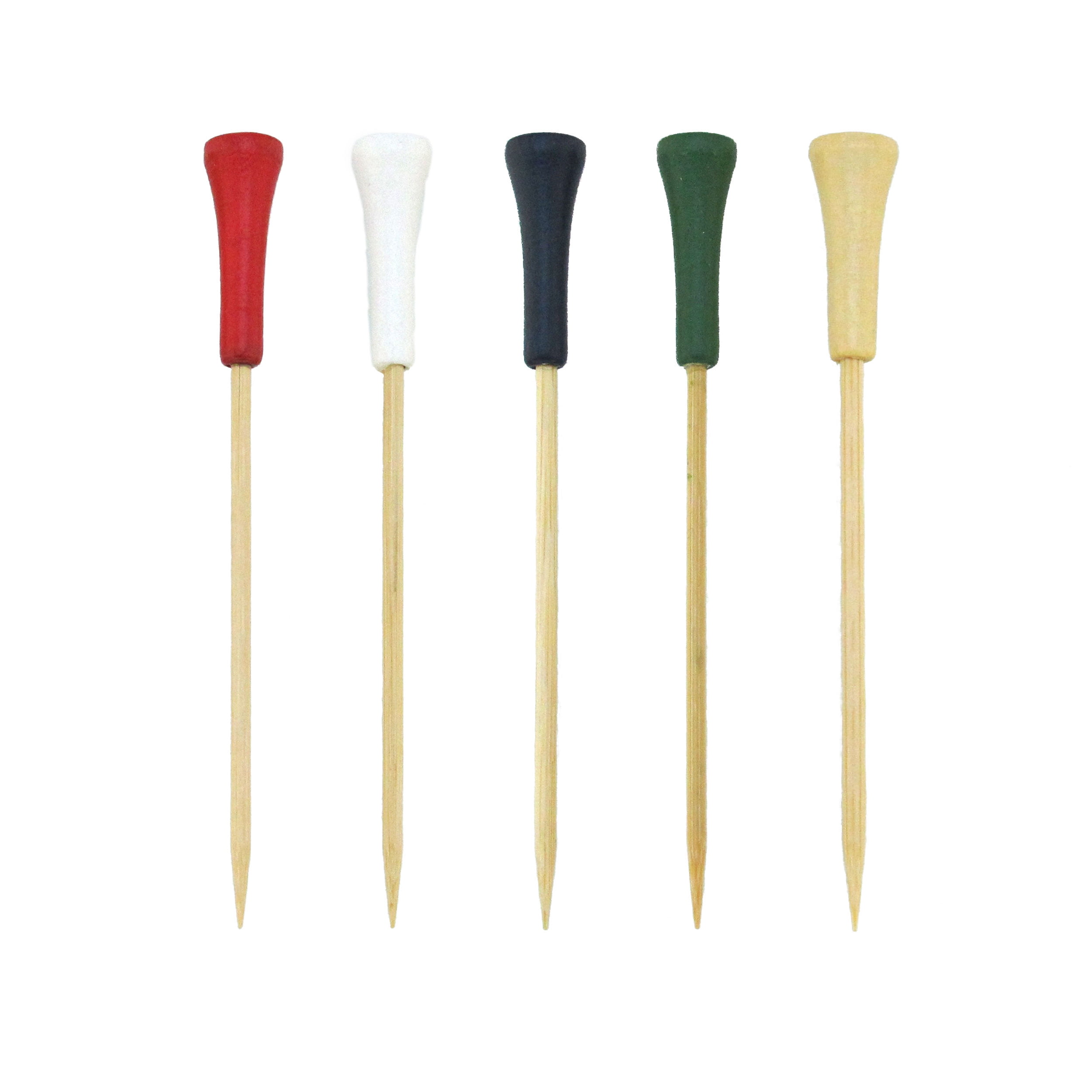 BambooMN 6.75" Decorative Golf End Sports Bamboo Cocktail Fruit Sandwich Picks Skewers for