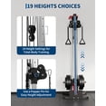 thumbnail image 3 of GARVEE Cable Crossover Machine,Wall Mount Cable Station with Adjustable 19 Positions Dual Pulley System,Lat Pull Down Machine with Tricep Rope,Lat Bar & Adjustable Footboard, 3 of 7