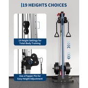JoanKaren Wall Mount Cable Crossover Machine,Pulley Tower Functional Trainer with 19-Position Dual Pulley Crossover & LAT Pull Down System,Adjustable Footplate,Space Saving Fitness Equipment