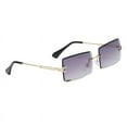 thumbnail image 3 of Rectangular Rimless Sunglasses Tinted Lens Clear Vintage Frameless Glasses - Gray, 3 of 6