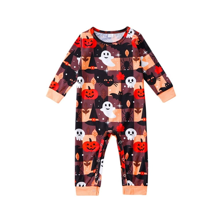 Family Halloween Pyjamas Set Matching Sleepwear PJs Set for Adults Womens Kids Pumpkin Bat Ghost Loungwear