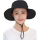 thumbnail image 4 of Womens Summer Sun-Hat Outdoor UV Protection Fishing Hat Wide Brim Foldable-Beach-Bucket-Hat with Ponytail-Hole, 4 of 5