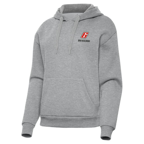 Women's Antigua  Heather Gray Brad Keselowski Victory Pullover Hoodie