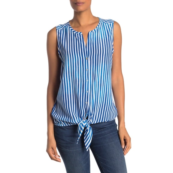 Tommy Bahama Marina Stripe Tie Front Silk Tank, Blue, S