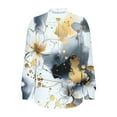 thumbnail image 6 of Sexlip Women's Fashion Floral Print Shirts Pleated Crewneck Puff Sleve Shirts Fall Trendy Long Sleeve Tops Yellow XL, 6 of 6