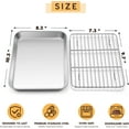 thumbnail image 2 of Metal Toaster Oven Tray Set, 10.5”x8.3” Small Stainless Steel Baking Pan with Wire Rack for Cooking Broiling, Rimmed Metal Sheet for Roasting Cooling Cookie Bacon Steak, 2 of 7