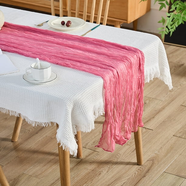 Camino de mesa de tela arrugada de hilo de Bali, mantel de giro europeo, decoración para fiestas de bodas, camino de mesa arrugado de estilo bohemio