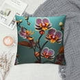 thumbnail image 2 of Shangniulu Teal and Orange Orchid Seasons Pillow Cover,Square Waist Cushion,Perfect Square Backrest for Every Home, 2 of 5