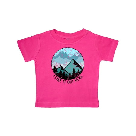 

Inktastic I Like it Out Here Mountains in Blue Distressed Gift Baby Boy or Baby Girl T-Shirt