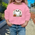 thumbnail image 2 of Wuxian Boys Girls Halloween Sweatshirt Pullover Funny Ghost Pumpkin Graphic Print Top Shirt Crewneck Long Sleeve Casual Loose Streetwear,Pink,13-14 Years, 2 of 4