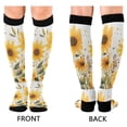 thumbnail image 4 of FORMRS Womens Knee High Socks Casual Long Thick Travel Daily Wear, 1 Pair, Beige Sunflowers, 4 of 6