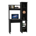 thumbnail image 3 of Computer Desk with Bookshelf, Writing Study Desk with Storage Shelves & 5 Cubbies, Modern Compact Computer Workstation for Home & Office, Space-Saving Design (Black), 3 of 4