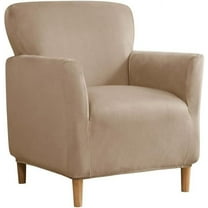 TOPCHANCES Stretch Velvet Armchair Slipcover, Anti Slip Chair Covers for Living Room, Camel