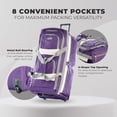 thumbnail image 4 of 33 inch Jumbo size 8 Pocket Lightweight Rolling Duffel Bag, Suitcase with Push Button and Hide Away Retractable Handle for Business, Study, Travel, Work, Dark Lavender, 4 of 5