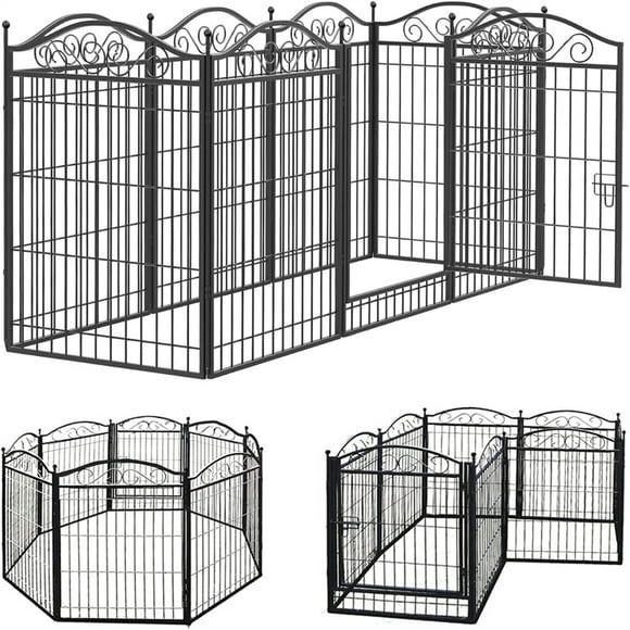 Wisfor Heavy Duty Metal Dog Playpen Fence Outdoor Garden Fence Temporary Barrier for Backyard Camping Travel
