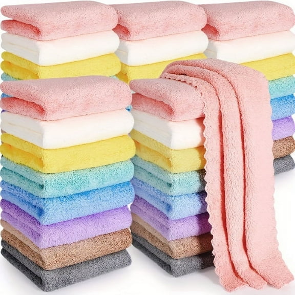 20pcs Soft & Absorbent Solid Color Washcloths - Gentle on Skin, Quick-Drying, Compact Square Towels for Home Bathroom, 9.8*9.8in