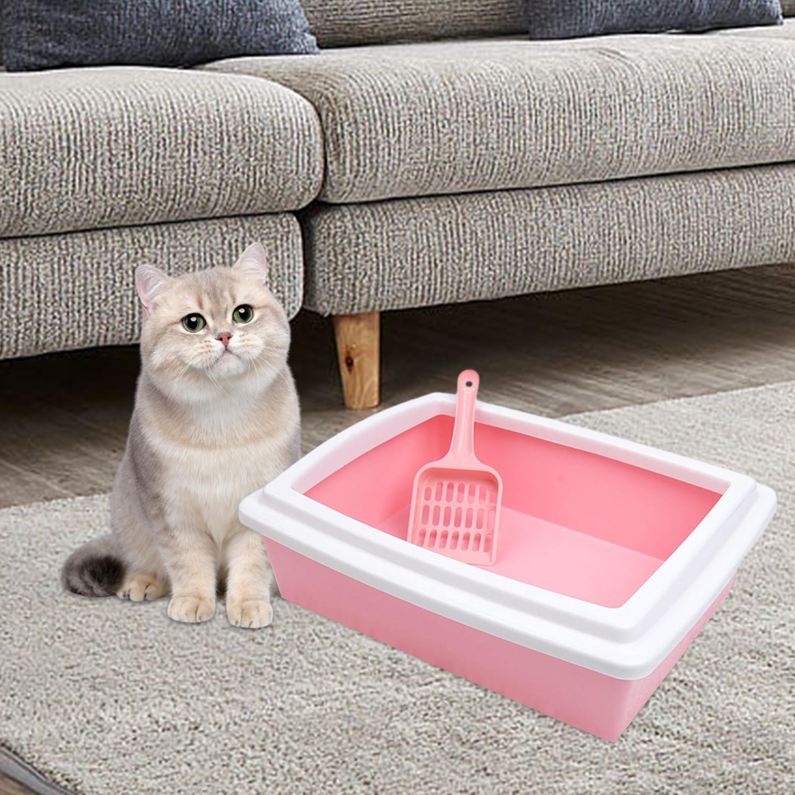 YWMJZEU Cat Litter Box Cats Litter Pan for All Kinds of Cat Litter Easy Clean Sturdy Cat Pink