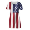 thumbnail image 4 of IROINNID Patriotic Dress for Women Round Neck Short Sleeve A-Line Dress Summer Casual Boho l Print Beach Mini Dress American Independence Day Dress, 4 of 5