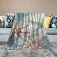 thumbnail image 2 of BCIIG Nautical Coastal Blanket Starfish Seashell Coral Beach Themed Throw Blankets Gifts for Adults Sea Ocean Theme Lightweight Soft Fleece Cozy for Sofa Couch Bed Room Birthday Decor  60x80in, 2 of 6