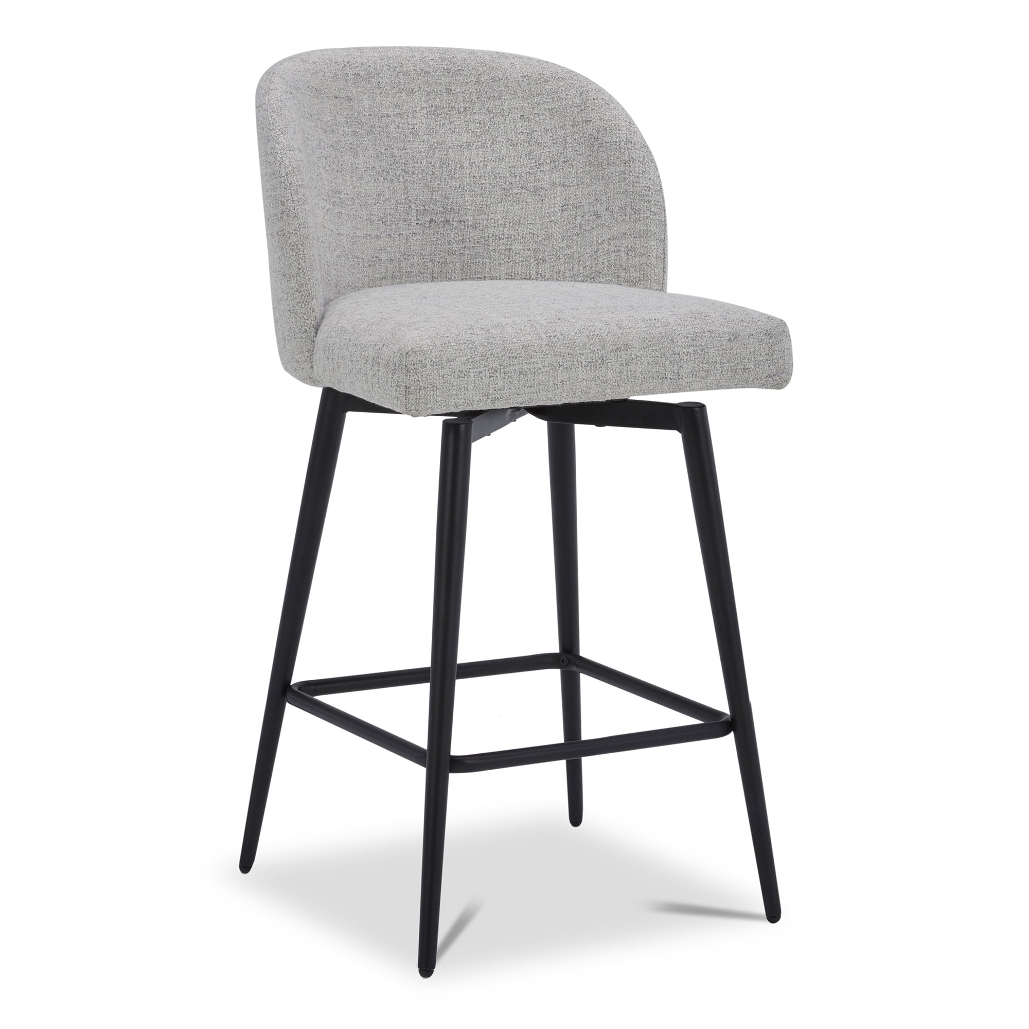 CHITA 27" Swivel Upholstered Counter Bar Stools set of 3 with Back & Metal Legs, Fabric in Cloud