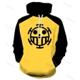 thumbnail image 3 of Sudadera con capucha de anime con estampado 3D, sudadera tipo pulóver, mono D Luffy, Ace, Sabo, Shanks, Law, traje de chándal de batalla, ropa de abrigo informal, 3 of 5